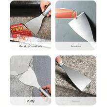 5 Sizes Stainless Steel Thick Utility Knife, Oil-Gray, Multi-Purpose Cleaning Scraper With Polished Finish Handle - Silver - View 8