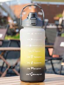 1 件 2L 或 750ml 或 280ml 大容量绿色渐变 PC 水瓶，运动健身便携式吸管杯，适合家庭和旅行户外使用 - 黑色 - 查看 3