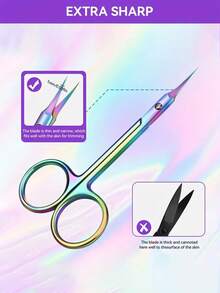 1 Stück Edelstahl Nagelhautnipper - feine spitze Spitze, verlängerter Griff, Multifunktions-Beauty-Tool für Maniküre, Augenbrauen und Wimpern - Verschiedenfarbig - Übersicht 2