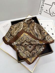 1 件女士佩斯利图案仿丝围巾头巾，休闲时尚，适合街头、度假、日常穿着、礼物发带头巾头带吸汗带，发带秋冬女士发饰