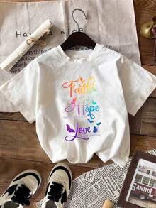 標語圖案T恤 - 白色 - 查看 5