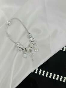 Silver Bracelet And Vivara Jewelry Silver With Pendant Bath With Varnish Gift Send Random Pendant Color - Bạc - Xem 3