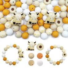 39pcs/Set Daisy & Highland Cow Shaped Silicone Beads - Suitable For DIY Jewelry Making, Pens, Necklaces, Keychains - Colorful Handmade Gift Set With Animal & Floral Patterns, Silicone Character Beads - 39PCS Daisy Cow Set - View 20