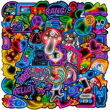 50 pièces Autocollants de lumières néon cool, autocollants en vinyle imperméables pour Hydroflask, ordinateur, réfrigérateur, bagage, téléphone. Autocollants colorés pour adolescents, adultes, fournitures scolaires, rentrée scolaire