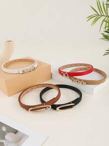 5pcs Metallic Geometric Buckle Belts, Fashionable For Teenagers And Young Women, Suitable For Parties, Gatherings And Casual Occasions Summer, School Fall, Autumn, Halloween - Multicolor - View 11