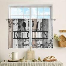 1/2 pièces Ensemble de 3 rideaux avec imprimé d'ustensiles de cuisine, décoration pour cuisine et café