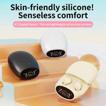 Écouteurs sans fil améliorés avec microphone, écouteurs sans fil miniatures mignons intra-auriculaires avec affichage LED, étui de recharge mini pour hommes et femmes