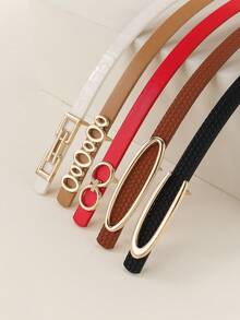 5pcs Metallic Geometric Buckle Belts, Fashionable For Teenagers And Young Women, Suitable For Parties, Gatherings And Casual Occasions Summer, School Fall, Autumn, Halloween - Multicolor - View 4