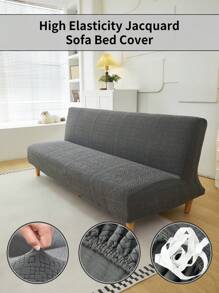 1 pieza Funda de sofá cama con simetría geométrica, tela jacquard de alta elasticidad, fácil instalación, se ajusta a múltiples tamaños, adecuada para todas las estaciones y festividades, resistente a arañazos de mascotas, funda de sofá cama plegable para decoración del hogar