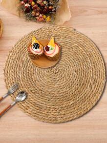 1/4 piezas Individuales tejidos, Individuales redondos de ratán, Individuales hechos a mano de jacinto de agua natural, Individuales rústicos tejidos, Individuales tejidos de estilo country de sauce para mesa, Adecuados para mesa de comedor, hogar, boda