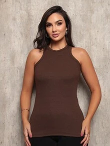 Women's Ribbed Tank Top Basic Blouse Casual T-Shirt Sleeveless Top