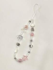 1pc Handmade Pink Sea Legend Beaded Phone Chain, Girl Phone Lanyard Gifts For Mother, Family, Friends, Birthday, Holiday Phone Charm