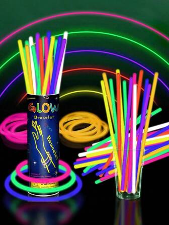 20/50/100 stuks veelkleurige glowsticks, glowstick-decoraties voor feestjes, gloeien continu gedurende 8 tot 12 uur, gloeien in het donker, verlichten de feestgunsten, armband, ketting, neon, glowstick voor bruiloftsfeesten, glowstick in felle kleuren, geschikt voor feesten, bars, nachtclubs, glowstick voor feestjes.