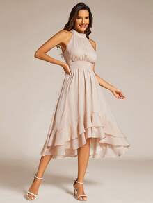 EVERPRETTY Elegantes Chiffon Brautjungfernkleid mit Trägerhalsausschnitt, Festgastkleid