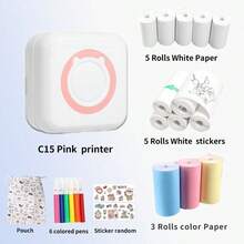 22pcs Mini Wireless Portable Photo Printer Black And White Printer, Mini Sticker Printer Compatible With IOS Android Non-Color Printing, Bluetooth - B - View 18