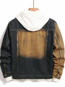 Men's Slim Fit Ripped Denim Jacket, Casual Youth Korean Fashion Denim Outerwear - Medium Wash - View 2