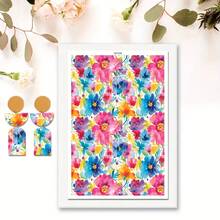 Watercolor Flower Transfer Paper - 1 Sheets Vintage Rustic Floral Transfer Paper For Polymer Clay Earrings, Retro Flower Clay Transfer Paper For Jewelry - Multicolor - View 24