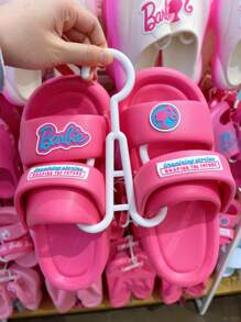 Barbie 1 Pair Women's Bathroom Slippers, EVA Material Fashionable Sandals, Bathroom Non Slip Slippers, Beach Shoes, Home Shoes, Outdoor Walking Shoes, Home Decoration, Suitable Gifts For Girlfriends, Back To School Season Gifts, Birthday Gifts, Sandals For Women, Slides Women Summer Travel, Vacation Home Bathroom Decor Holiday