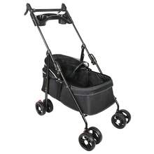 Collapsible Pet Transport Trolley, Suitable For Dogs And Cats, Shock-Absorbing Wheels, 360° Swivel Wheels, Mesh Window, Removable Inner Lining, Load Capacity Up To 10 Kg, With Mesh Cover, 50x70x95cm - 黑色 - 查看 7