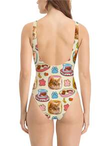 Customized Women's Swimsuits, 3D Adult One-Piece Sexy Backless Swimsuit, Cute Cartoon Women's Swimwear, Suitable For Swimming Pool, Beach, Holidays - Multicolor - View 3