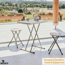 Small Folding Table & Folding Stool Set - Portable, Lightweight Height Adjustable Table And Foldable Stool With Built-In Handle & Protective Feet - Ideal For Kitchen, Desks, Camping & Extra Seating - Folding Table & 2 Stool Set - View 2