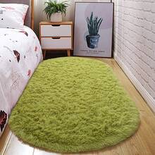 1pc Soft And Fluffy Oval Non Slip Rug For Bedroom, Living Room, Entrance, Bathroom - Fluffy Tie-Dye Rug, Home Decoration Rug, Machine Washable And Easy To Clean - 橄欖綠 - 查看 1