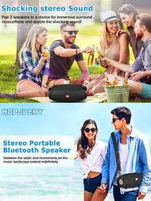 Outdoor Wireless Portable Bluetooth Speaker, Supports TWS Stereo Pairing, TF Card, USB Flash Drive, AUX Audio Output, FM Multi-Function Playback, With Lanyard For Hand-Carry And Shoulder-Carry Dual Mode - 黑色 - 查看 6