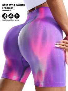 2PCS High Waist Seamless Slimming Sports Shorts , Women's Aurora Butt Lifting Fitness Pants For Running And Yoga, Sport Style