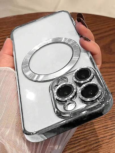 VRNOEI 奢华电镀磁吸手机壳，兼容 16/15/14/13/12/11/17 Pro Max/16/15/14 Plus/AIR，支持磁吸无线充电，防震防摔，男女通用，透明磁吸边框手机壳