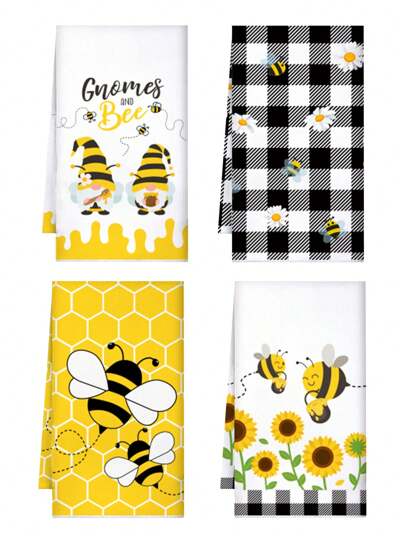 1 pezzo Asciugamano estivo a tema ape, adatto per la vita quotidiana, decorazioni per soggiorno e cucina, comple anni, matrimonio e riunioni familiari