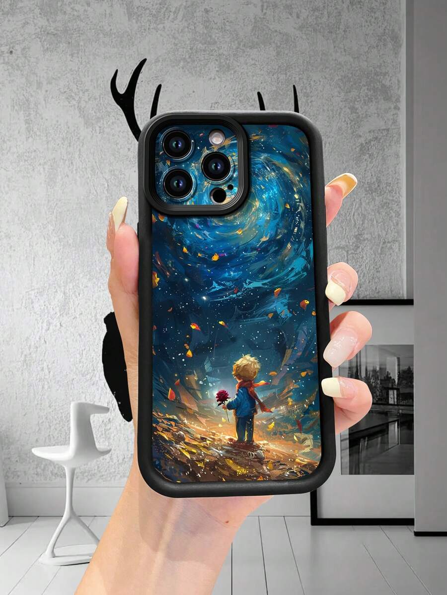 1个时尚花卉星空王子防指纹防震手机壳，兼容苹果17/17 Pro/17 Pro Max/Air/16/15/14/13、S25 Ultra/S24 Ultra/S23 Ultra、A07/A17、红米、OPPO、Realme、Infinix等手机。 - 黑色 - 查看 1