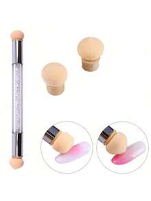 1pc 白色双头海绵渐变晕染笔 点彩光疗笔 水钻手柄 可更换海绵头 美甲工具 指甲晕染刷 指甲晕染笔 指甲海绵 晕染笔 美甲师 美甲店 适合新手美甲师 - 白色 - 查看 1