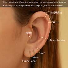 Cartilage Hoop Earrings Nose Rings Unisex Dainty Tiny 18k Plating Cartilage Huggie Hoop Earrings, 16G 18G Surgical Steel Small Endless Hinged Hoops Earring For Earlobe Cartilage Helix Rook Daith Conch Nose Lip Body Piercing Jewelry - Seamless Hoop Earring Set - View 7