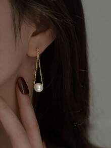 BALMORA 1 对优雅精致的 S925 纯银贝壳珍珠链耳环，适合女性赠送朋友