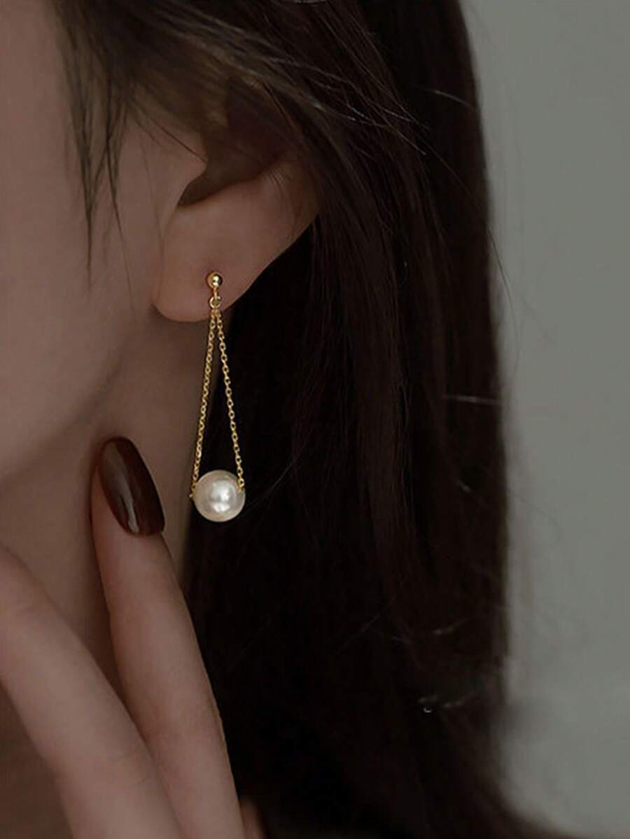 BALMORA 1 对优雅精致的 S925 纯银贝壳珍珠链耳环，适合女性赠送朋友