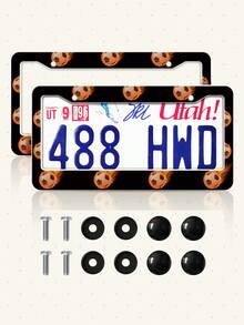 Pink Car License Plate Frame, Personalized Women's Car Plate Cover, Bowknot Car Decoration, Weatherproof Painted License Plate Holder, Won't Obscure License Plate Info, Stainless Steel Frame, Sturdy & Stable, Comes With Mounting Screws, 2 Styles Available: 1 Piece/2 Pieces - Multicolor - View 10