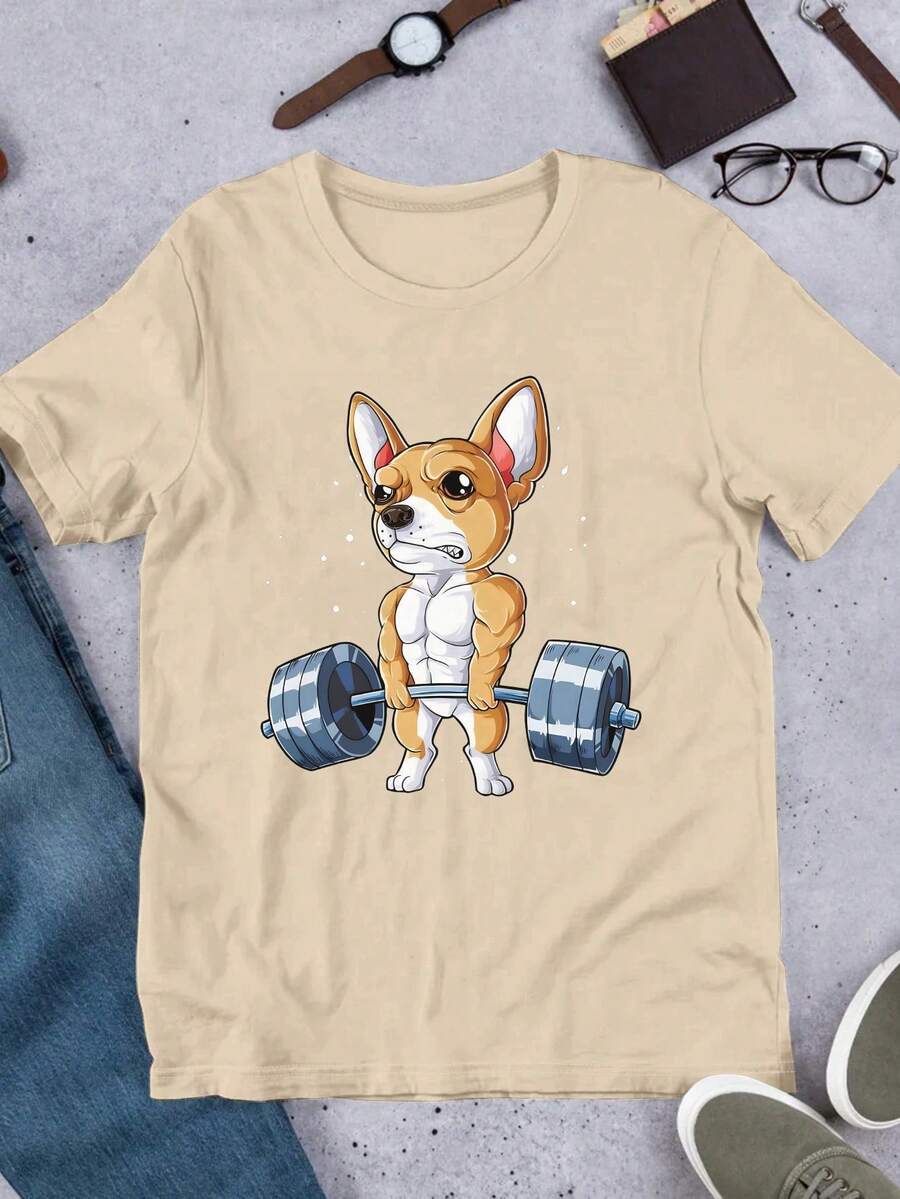 Meme Animals Oversized Grunge Style Casual Printed T-Shirt - Màu be - Xem 1