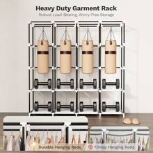 Riousery Portable Closet, 83 Inch Wardrobe Closet For Hanging Clothes 10 Storage Organizer Shelves, Grey - Black - View 5
