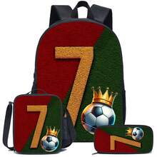 3件套游戏主题背包套装（黑色/荧光色/彩色），含铅笔盒和收纳袋 - 耐用涤纶材质，轻便时尚，混色设计