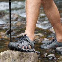 CAMEL CROWN Men's Hiking Sandals, Non-Slip Sports Water Shoes With Arch Support, Closed-Toe Outdoor Summer Camping Beach Sandals - Dark Gray - View 1