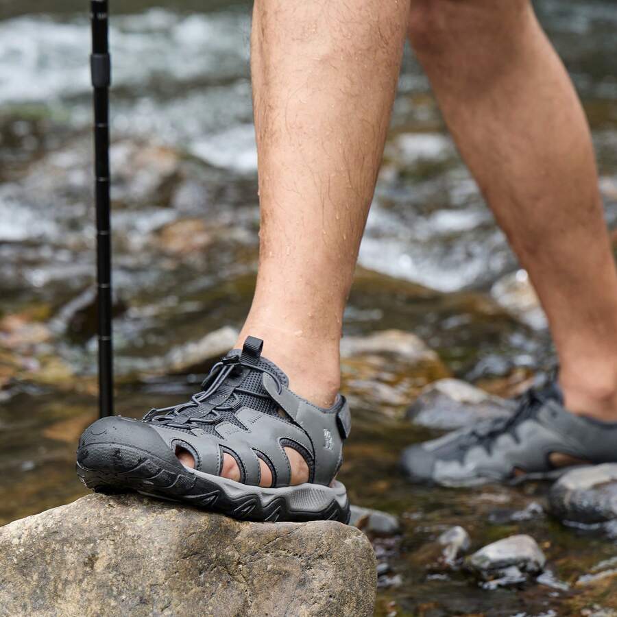 CAMEL CROWN Men's Hiking Sandals, Non-Slip Sports Water Shoes With Arch Support, Closed-Toe Outdoor Summer Camping Beach Sandals - Dark Gray - View 1