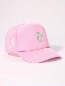 1pc A-Z Letters Baseball CapBaby Boy Toddler Softbrim Pink Sun Baseball Cap, Suitable For Boys And Girls Daily Outing Summer Baby Items Peaked Cap - 1PC - View 6