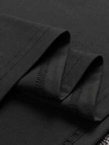 Men's Round Neck Rhinestone Embellished Short Sleeve T-Shirt, Simple & Fashionable, Suitable For Summer - Black - View 4