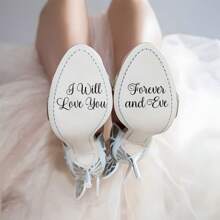 BRUP 1/2pcs Removable Art Lettering"I Do/Me Too " Wedding Shoe Decals Waterproof For Groom And Bride Wedding Shoe Decoration, Mirror Decor, Wedding Decor,Home Decoration
