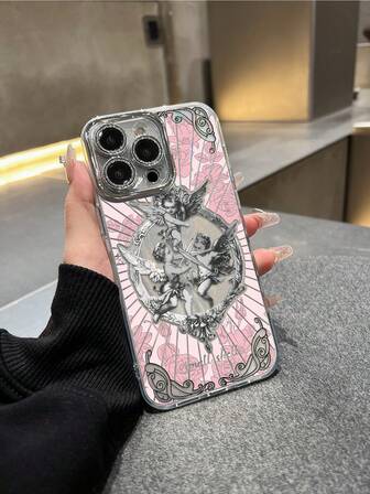 宗教复古天使设计手机壳适用于 16 Pro Max/15 Pro Max/14 Pro、个性化 13 Pro、自粘镜头膜、15 Pro、Niche 12、Atmosphere 14 Pro Max、新款 15/16 Plus 防水防震防摔防刮