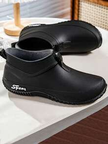 Women's Japanese Style Low-Cut Rain Boots, Non-Slip Short Tube Outdoor Waterproof Shoes For Kitchen Work, Gardening, Car Washing, Rainy Days, Grocery Shopping - Black - View 9