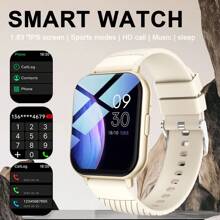 1pc Unisex Silicone Band Smart Watch, 1.83 Inch TFT High-Definition Touch Screen With Temperature, Weather Forecast, Bluetooth, Sports Information Reminder, Alarm Clock, Date Display, Call Alert, Compatible With Android & IOS, Suitable For Daily Use