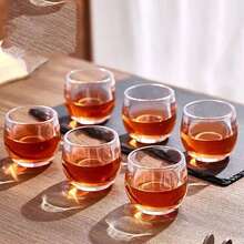 6 قطع/4 قطع/2 قطع مجموعة أكواب زجاج كريستال، فنجان شاي صغير، فنجان ابهام، فنجان لقمة واحدة، فنجان رئيسي، ديكور طاولة الشاي، شفاف، بتصميم حافة مستديرة، إحساس شفة مريح، ملمس ناعم، ضرورة منزلية
