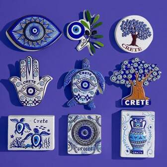 1pc 3D Painted Magnetic Greece Fridge Magnet, Travel Souvenir Home Decor