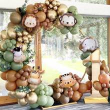 127 pezzi Set di ghirlande di palloncini verdi avocado, palloncini in lamina con animali della giungla per decorazioni di feste di compleanno a tema "Wild One", decorazioni per feste estive, baby shower, addio al nubilato, feste in casa, Natale